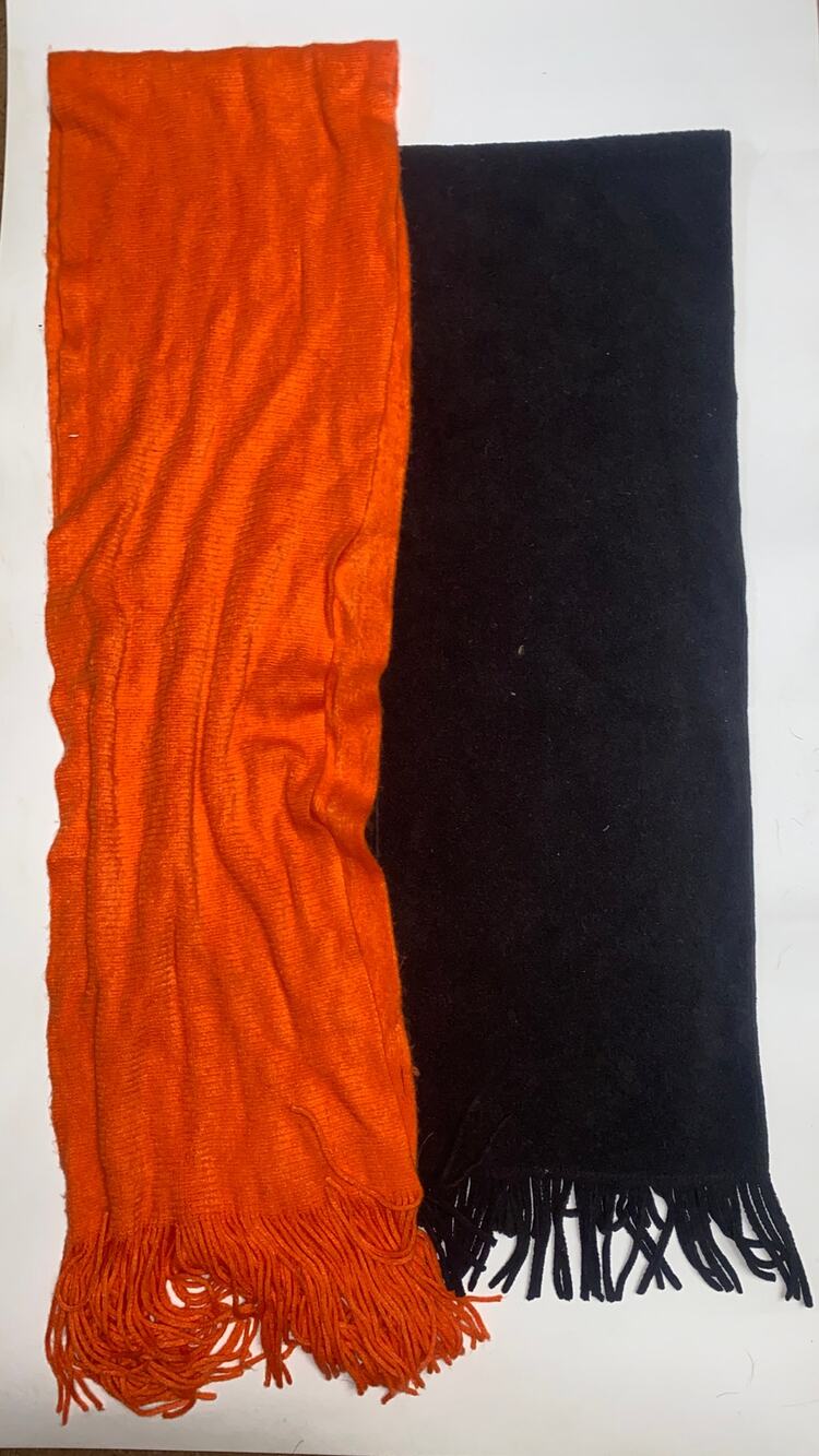 Unbranded Bundle Set of 2 Black & Orange Fleece Knit Rectangle Scarves Scarf